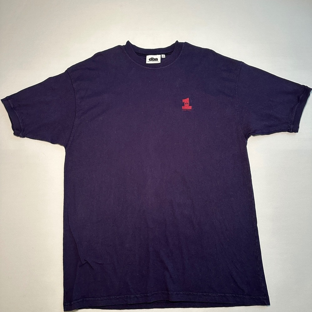 Vtg VH1 Music First Promo T Shirt Mens L/XL DBA Purple Cotton Embroidered Logo